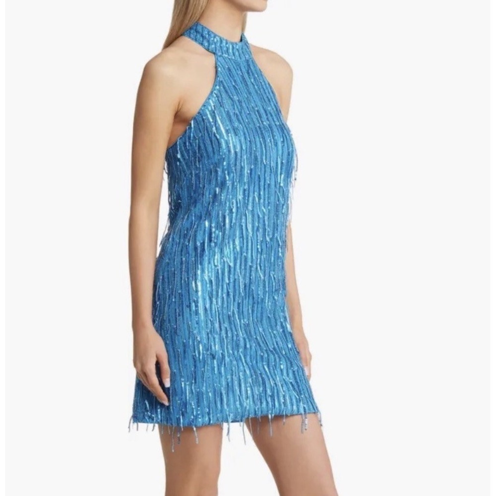 SAYLOR Marionne Sequin Fringe‎ Mini Dress Party Dance Shimmery Blue Size M